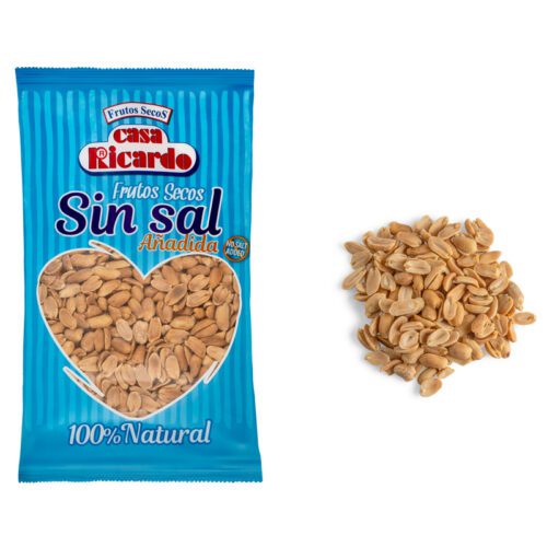 Cacahuete repelado tostado sin sal. Envase 250gr.