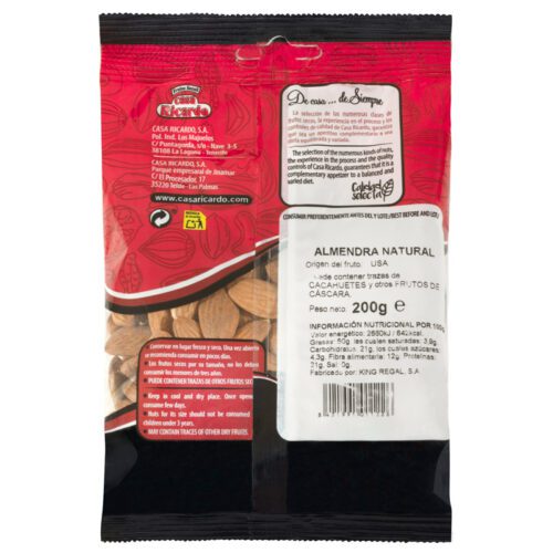 Almendra Natural. Envase 200gr.