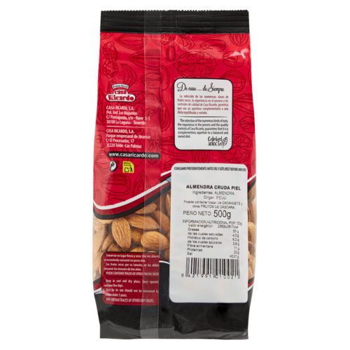 Almendra cruda piel 500gr