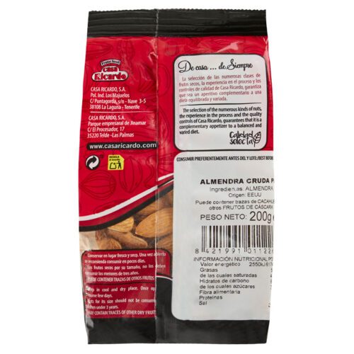 Almendra Cruda piel 250gr