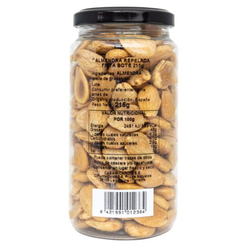 Almendra repelada frita. Bote 215gr