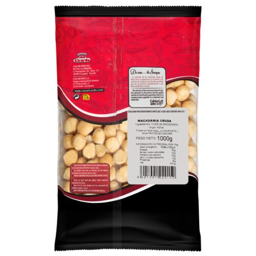 Macadamia cruda. Envase 1kg.
