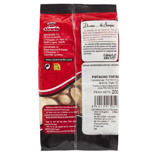 Pistachos tostados con sal 200gr.