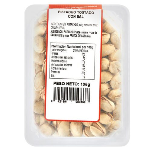 Pistachos tostados con sal. Envase 120gr.