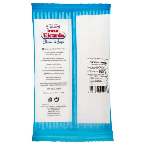 Pistachos tostados sin sal. Envase 1kg.
