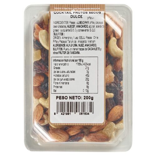 Cocktail frutos secos dulces 200gr