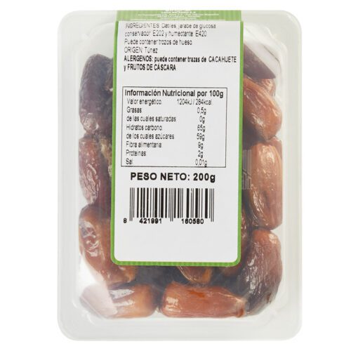 Dátil moscatel sin hueso. Envase 200gr.