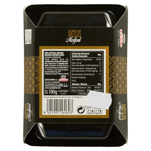 Dátiles naturales Medjoul. Envase de 180gr.