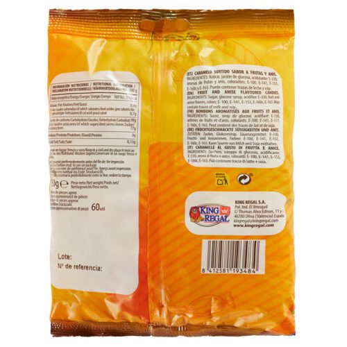 Caramelos frutales. Envase 250gr.